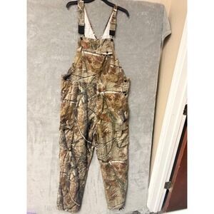 Realtree AP Camo Bib Overalls Mens LG 36-38 Cotton Polyester Hunting Work